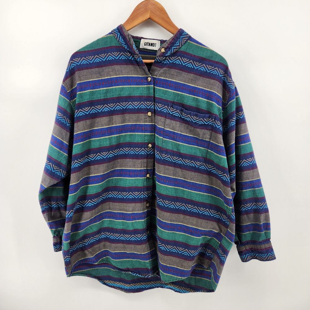 Gitano Women's 18W Long Sleeve Button Front Shirt 100% Cotton Vintage